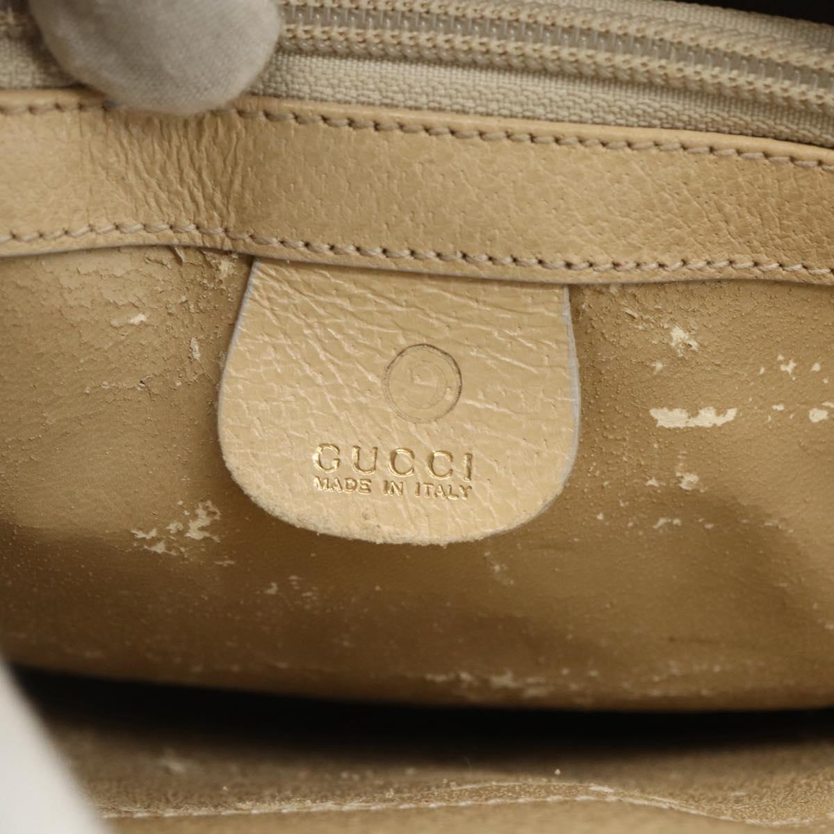GUCCI Hand Bag Leather Beige Gold 000 1013 0556 Auth 151437