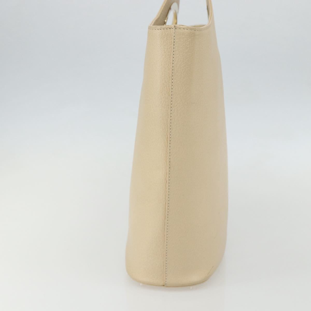 GUCCI Hand Bag Leather Beige Gold 000 1013 0556 Auth 151437