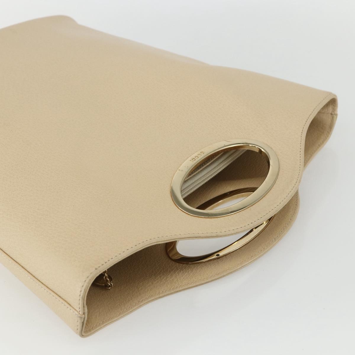 GUCCI Hand Bag Leather Beige Gold 000 1013 0556 Auth 151437