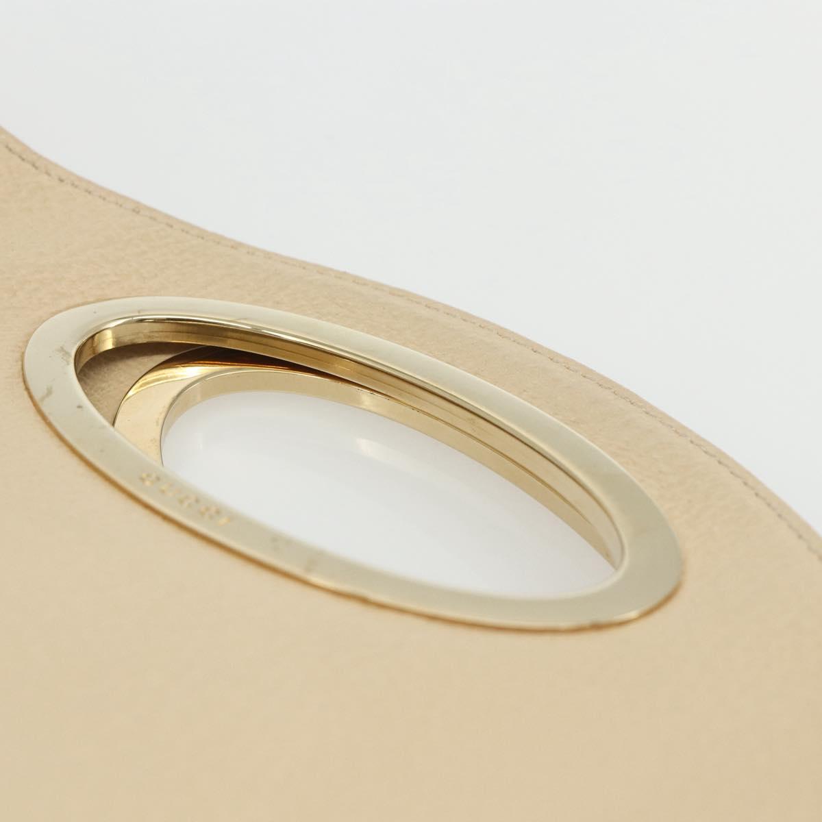 GUCCI Hand Bag Leather Beige Gold 000 1013 0556 Auth 151437