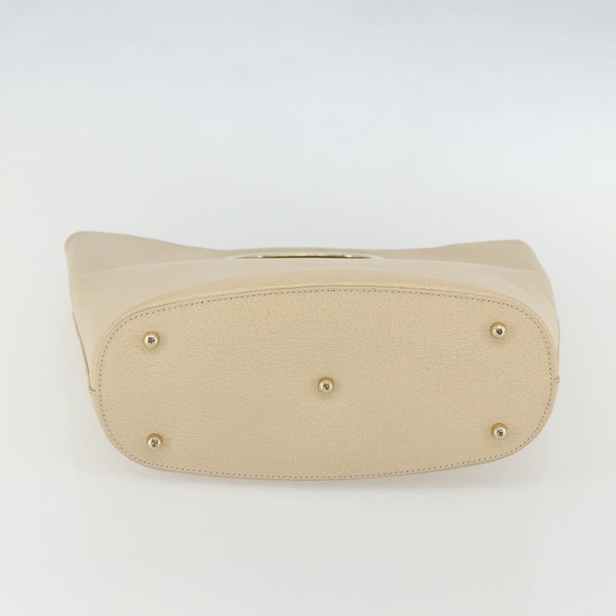 GUCCI Hand Bag Leather Beige Gold 000 1013 0556 Auth 151437