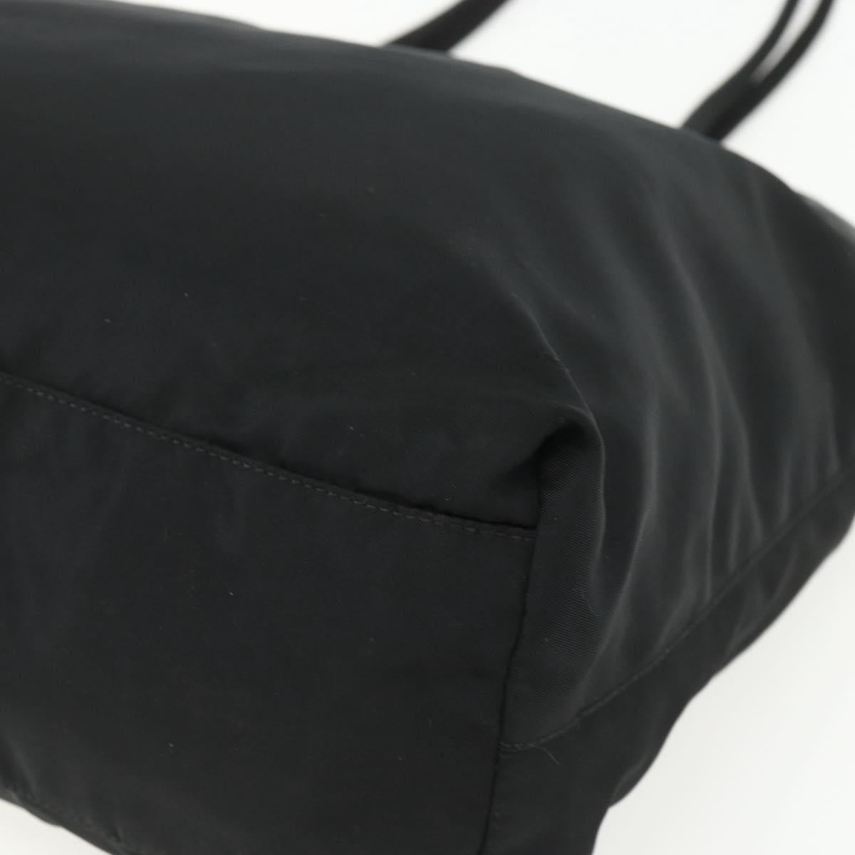 PRADA Tote Bag Nylon Black Silver Auth 151438