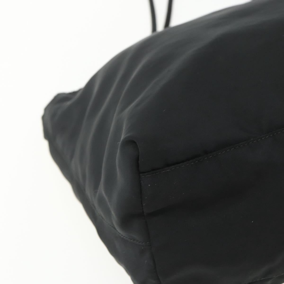 PRADA Tote Bag Nylon Black Silver Auth 151438
