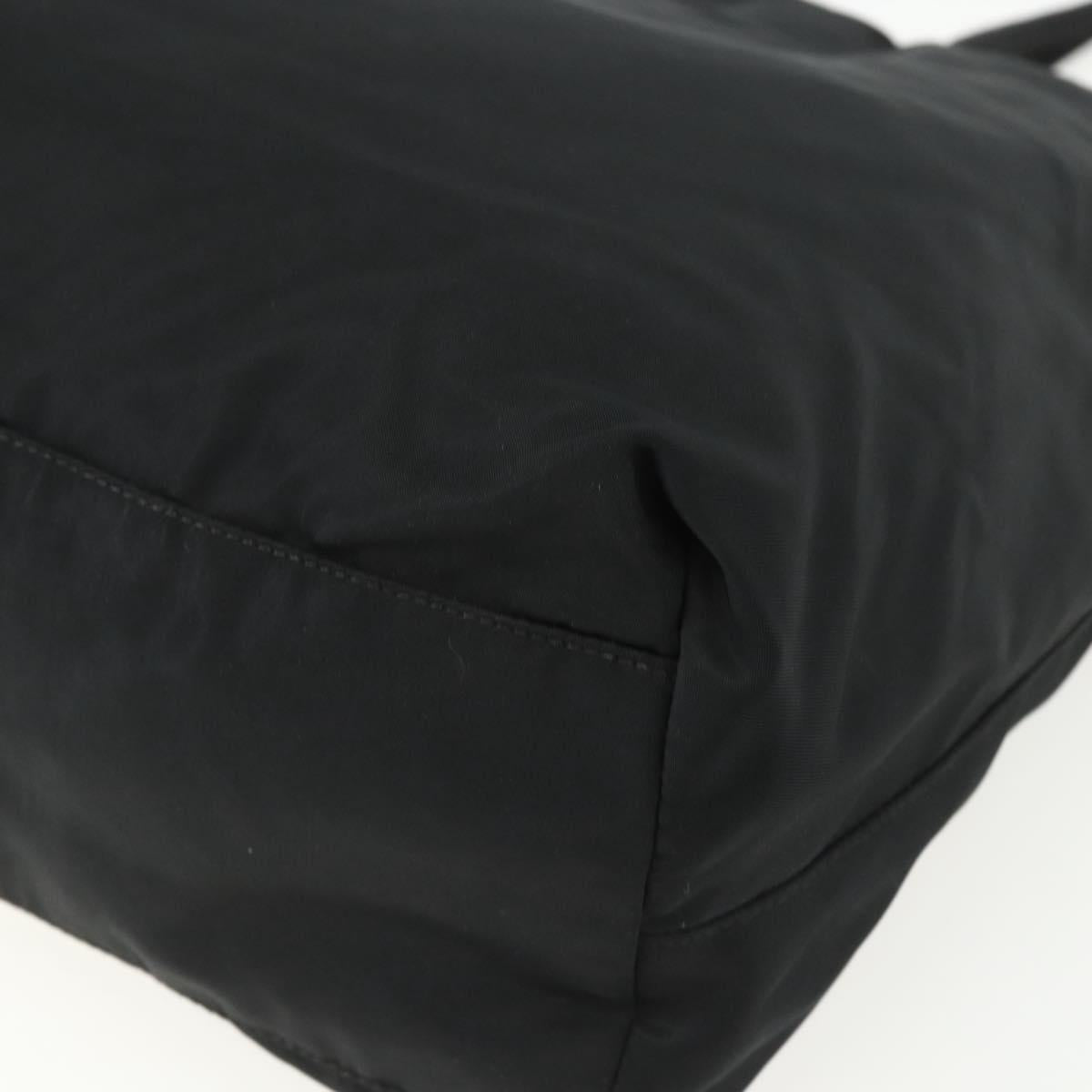 PRADA Tote Bag Nylon Black Silver Auth 151438
