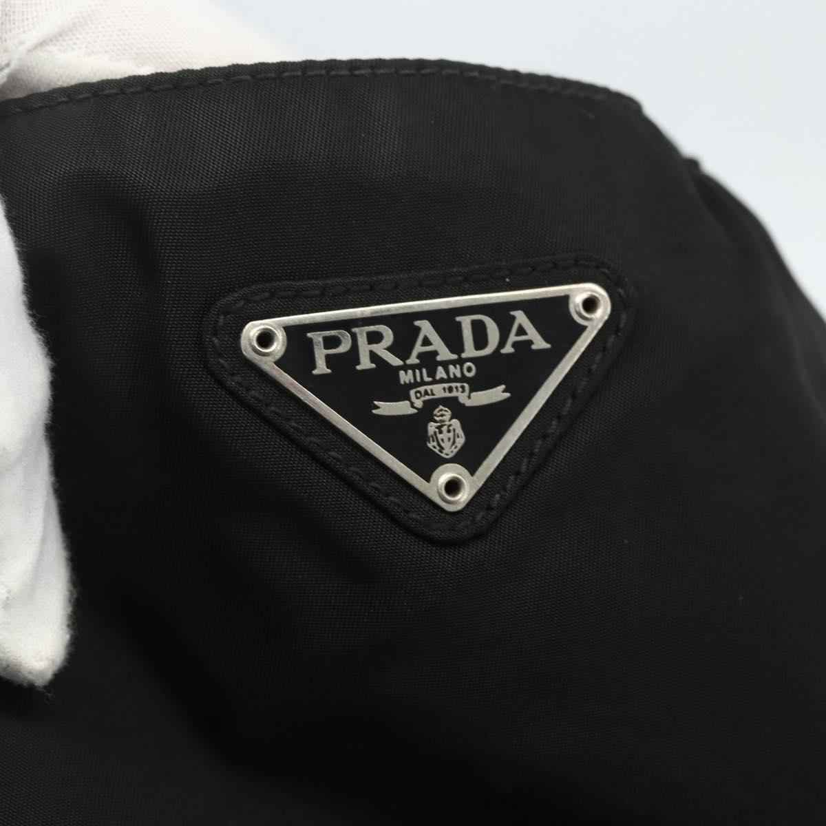 PRADA Tote Bag Nylon Black Silver Auth 151438
