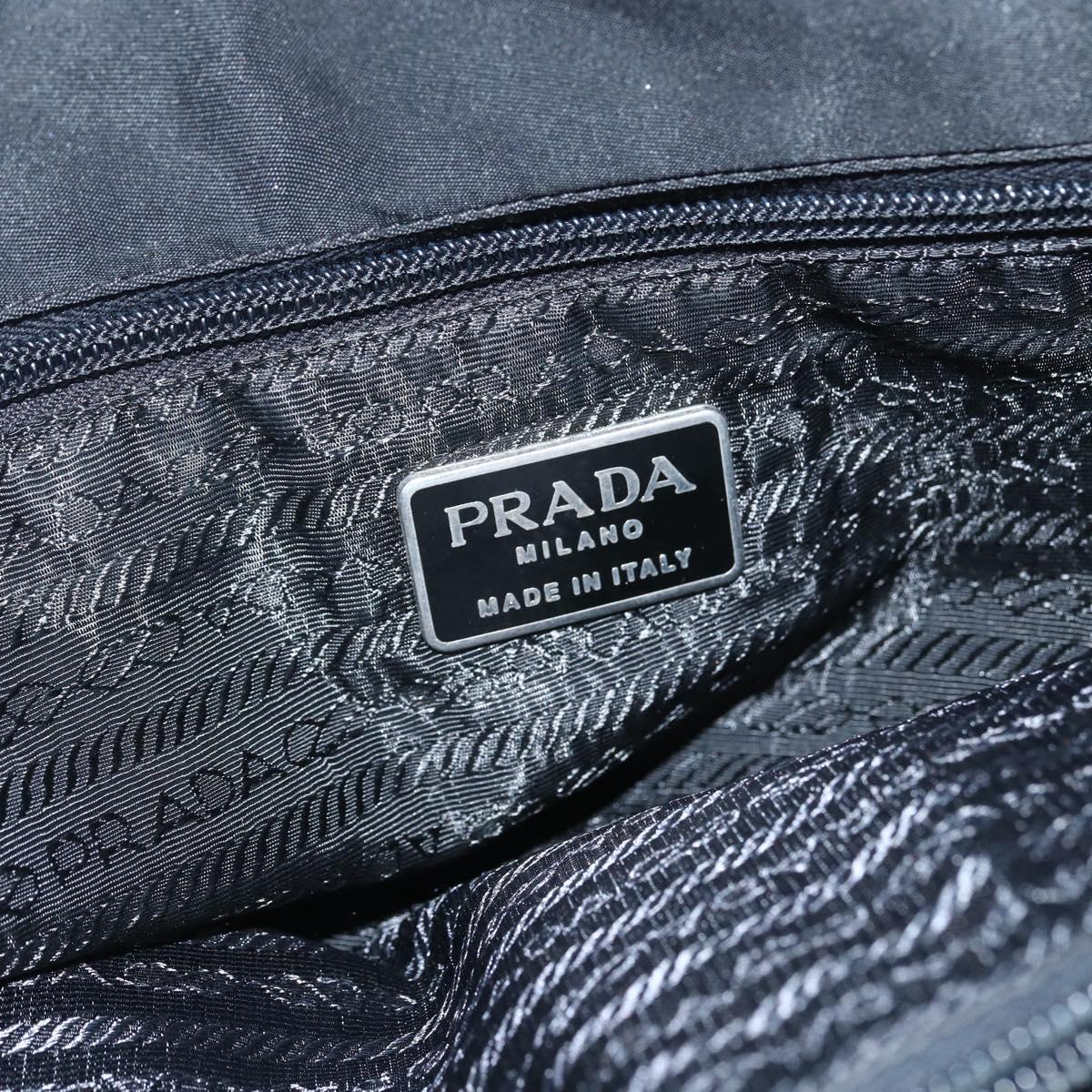 PRADA Tote Bag Nylon Black Silver Auth 151438