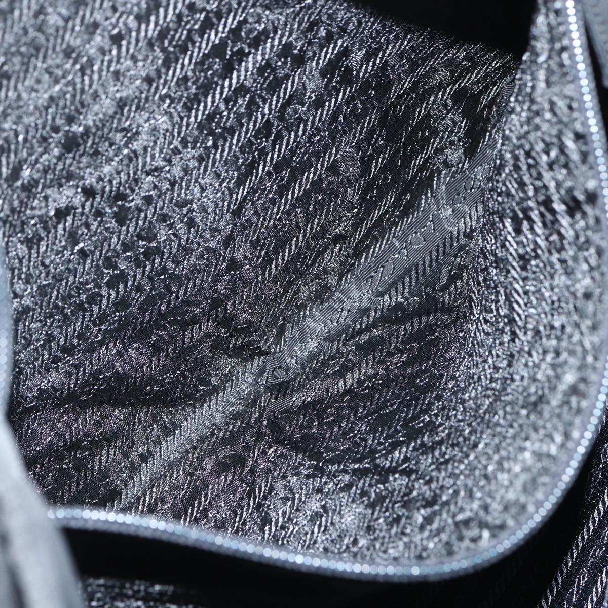 PRADA Tote Bag Nylon Black Silver Auth 151438