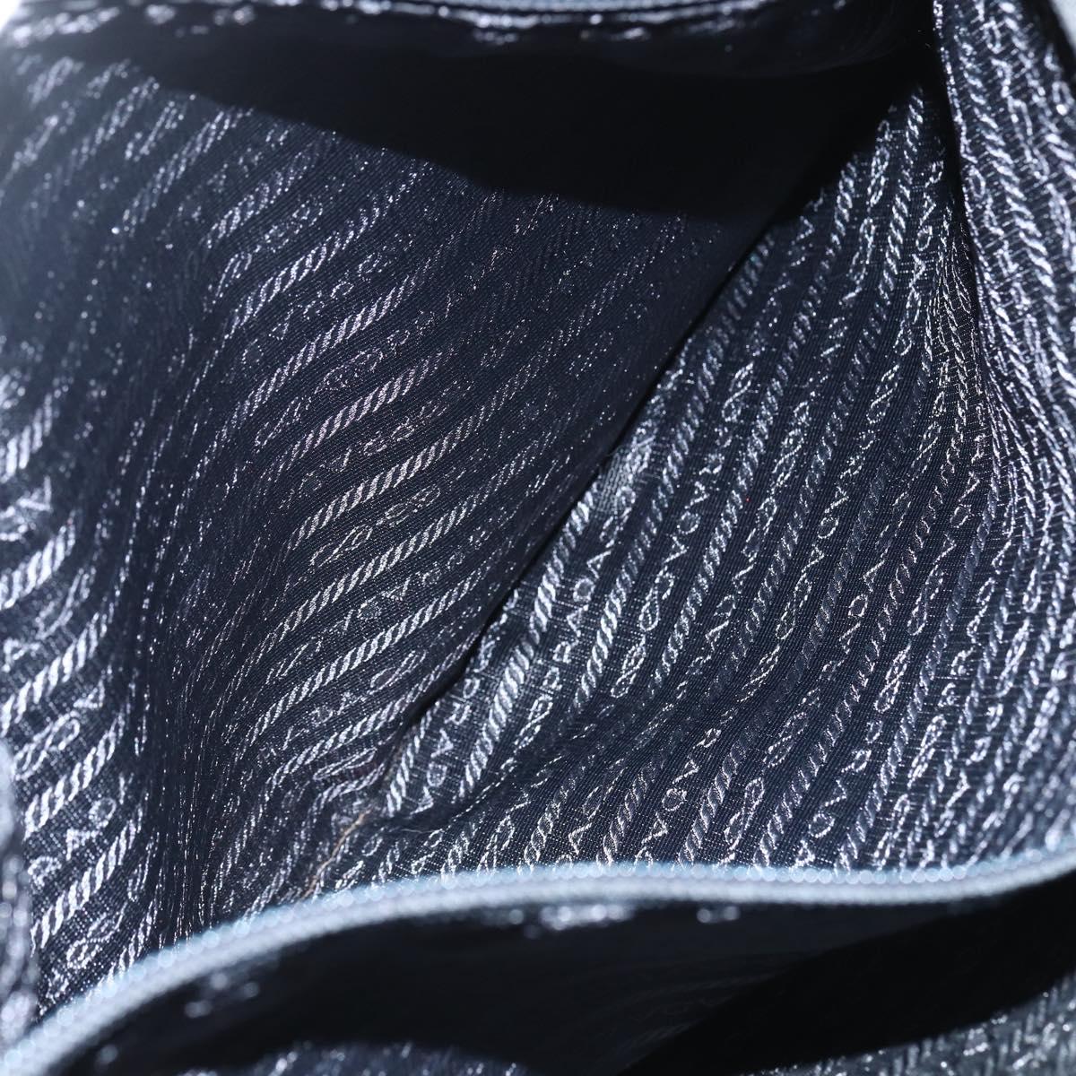 PRADA Tote Bag Nylon Black Silver Auth 151438