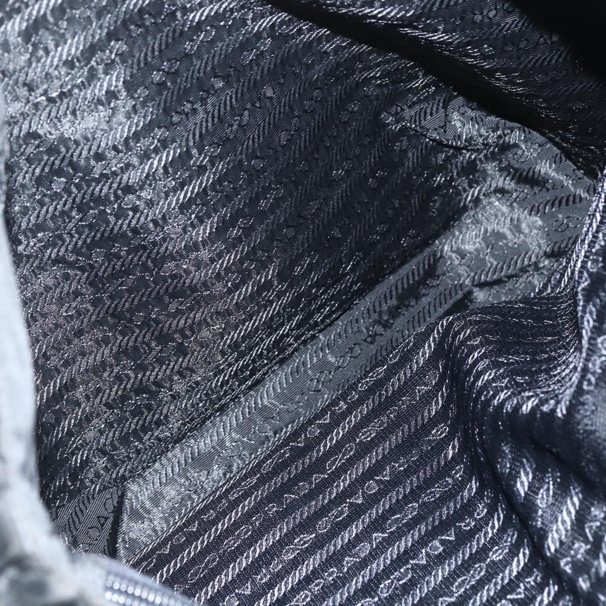 PRADA Tote Bag Nylon Black Silver Auth 151438