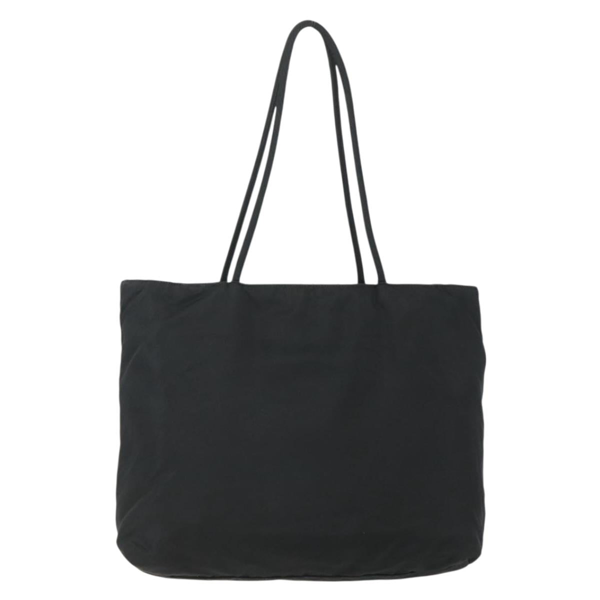PRADA Tote Bag Nylon Black Silver Auth 151438