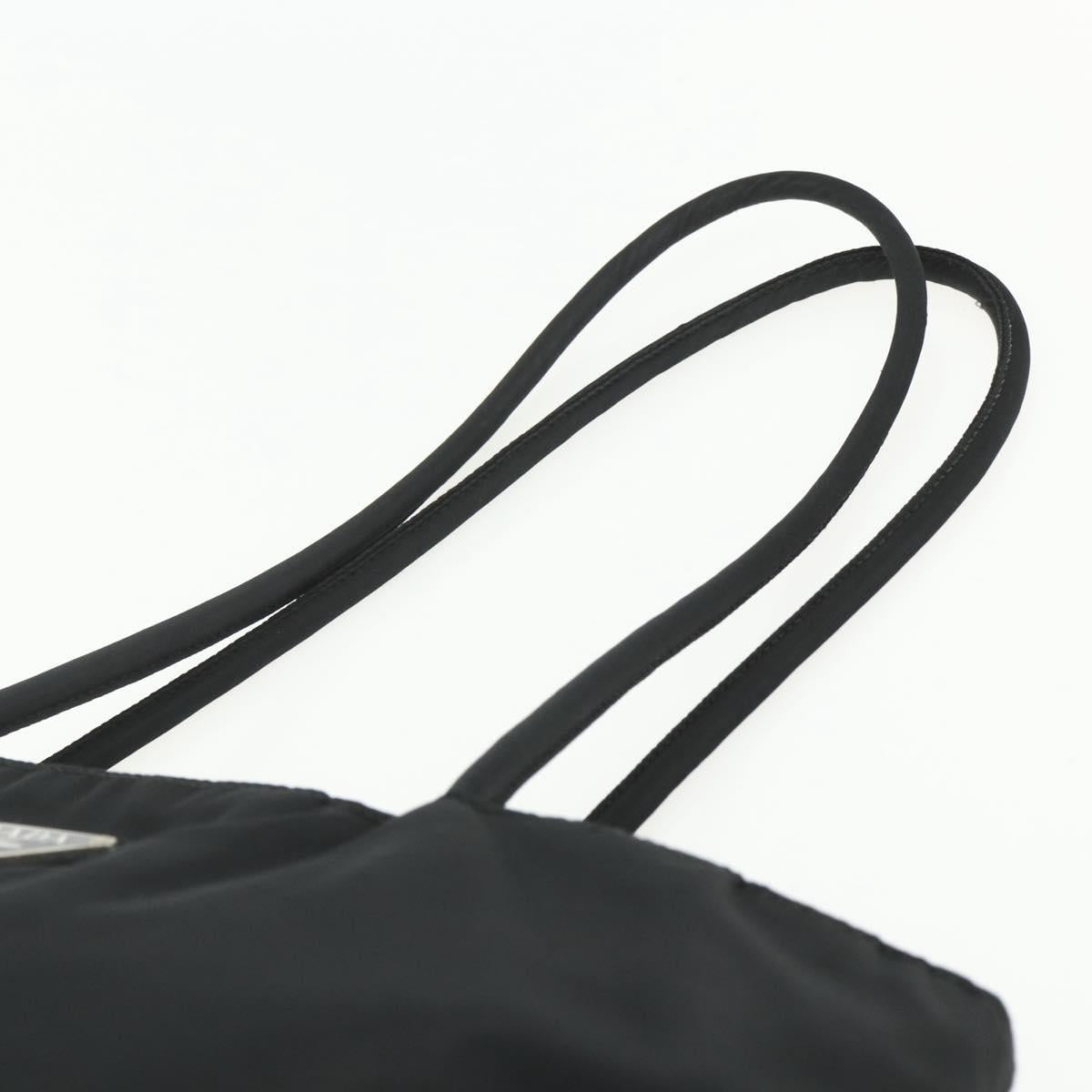 PRADA Tote Bag Nylon Black Silver Auth 151438