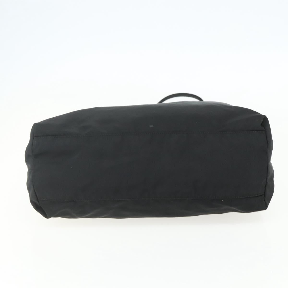 PRADA Tote Bag Nylon Black Silver Auth 151438