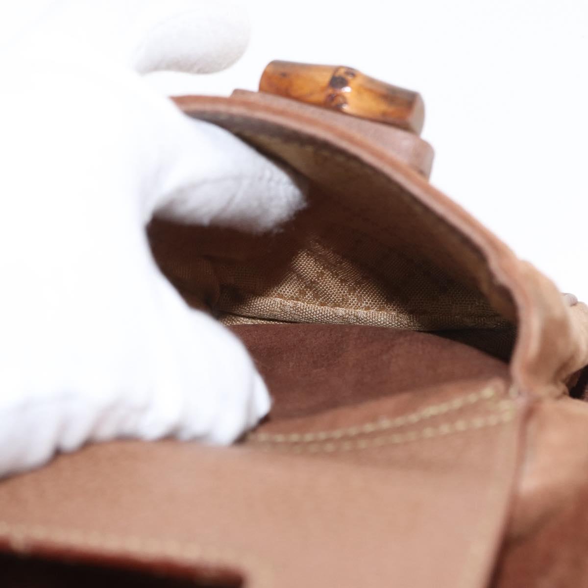 GUCCI Bamboo Backpack Suede Brown Gold 003 2058 0016 Auth 151439