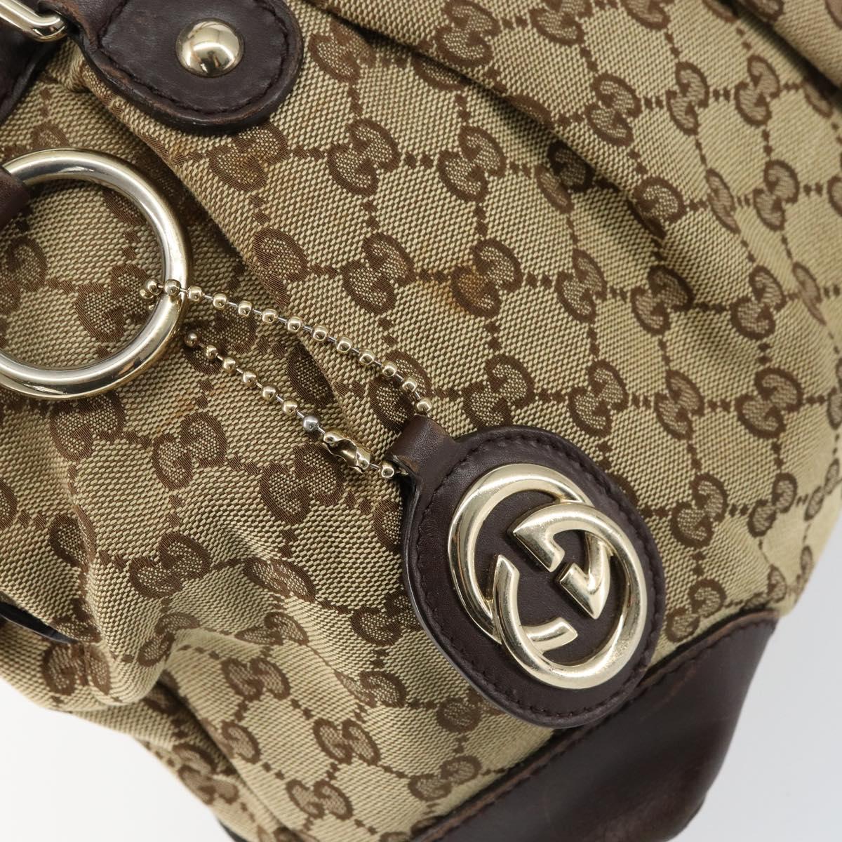 GUCCI GG Canvas Hand Bag Beige Gold 247902 Auth 151441