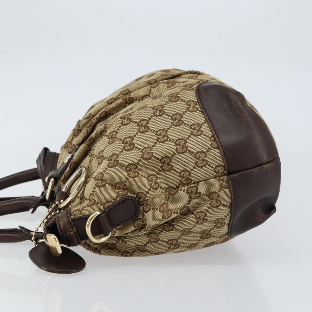 GUCCI GG Canvas Hand Bag Beige Gold 247902 Auth 151441
