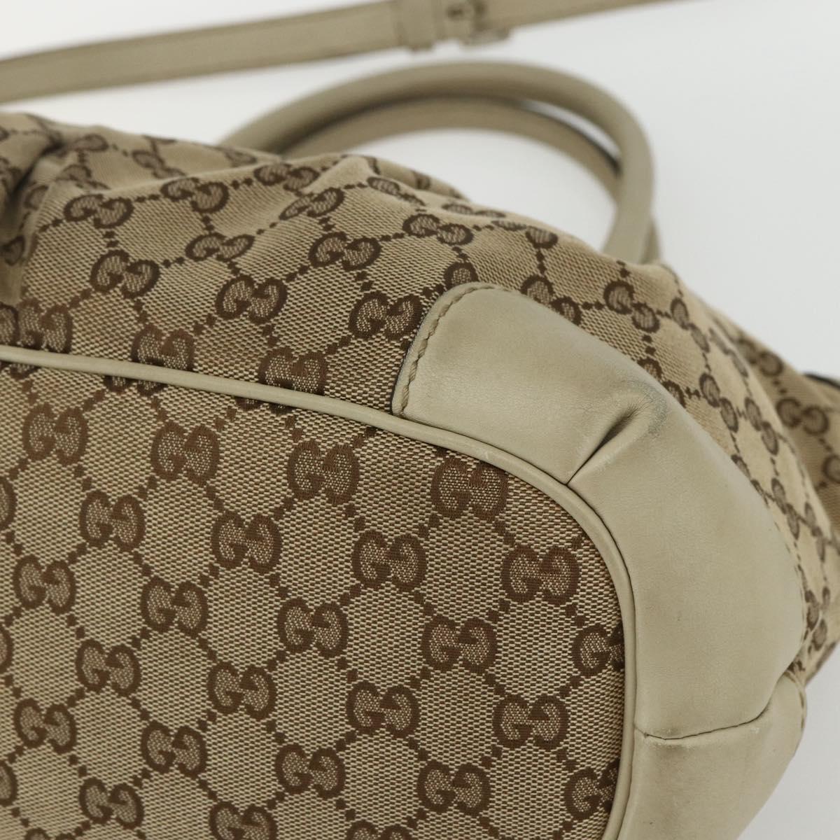 GUCCI GG Canvas Hand Bag 2way Beige Gold 247902 Auth 151442