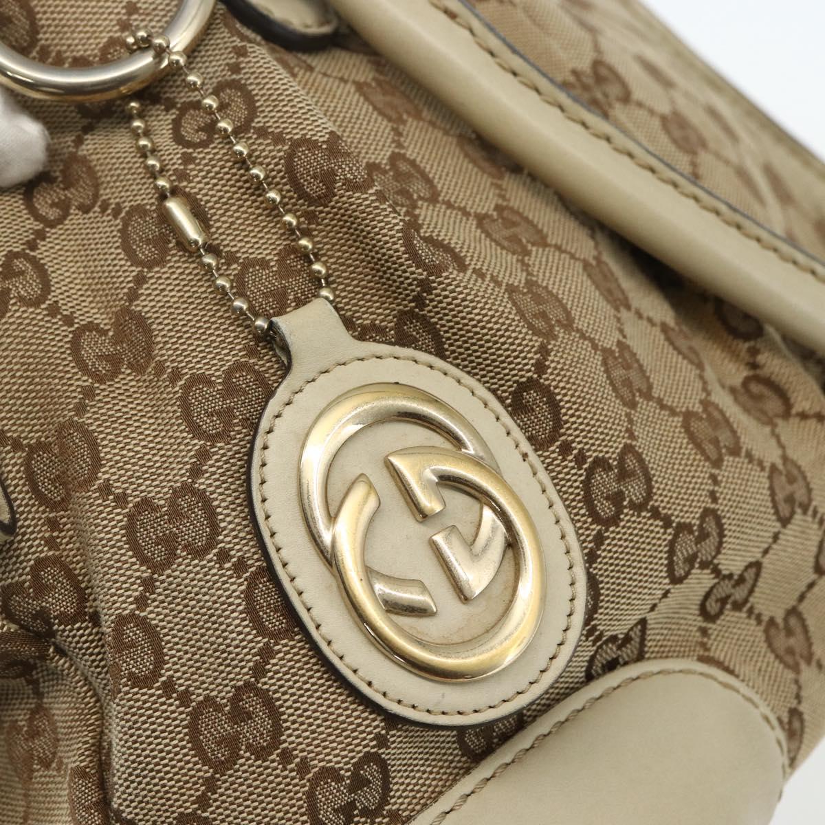 GUCCI GG Canvas Hand Bag 2way Beige Gold 247902 Auth 151442