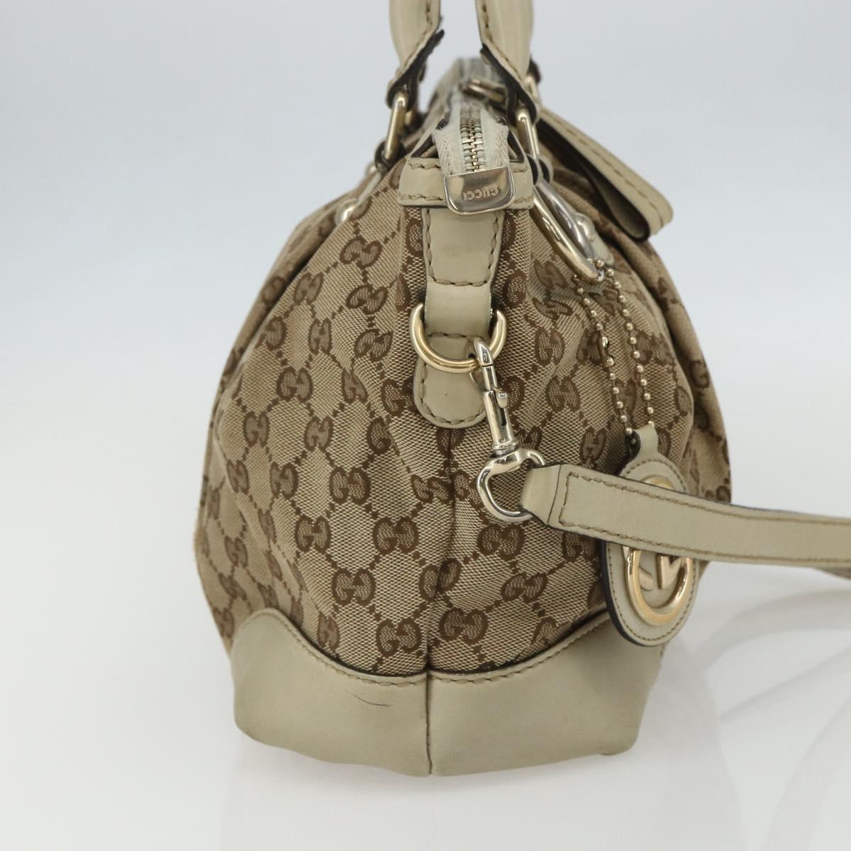 GUCCI GG Canvas Hand Bag 2way Beige Gold 247902 Auth 151442