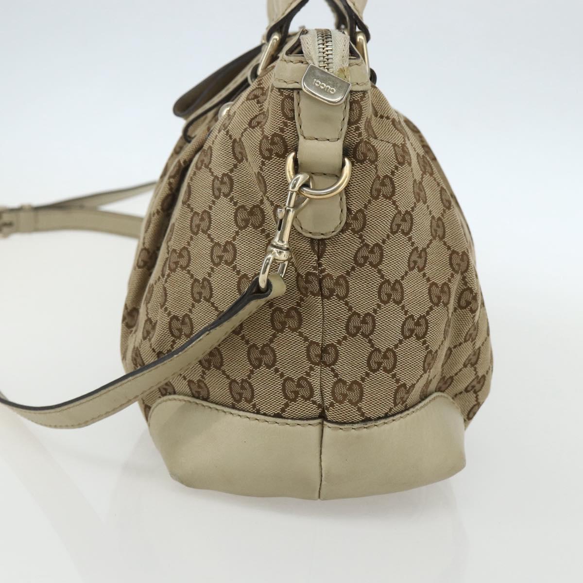 GUCCI GG Canvas Hand Bag 2way Beige Gold 247902 Auth 151442