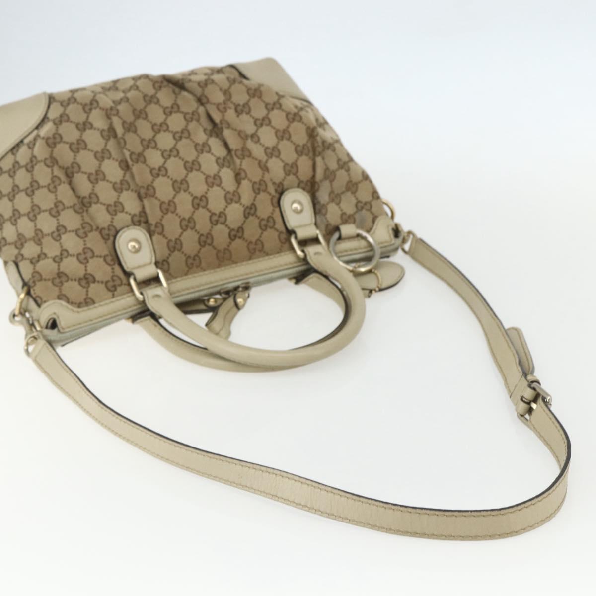 GUCCI GG Canvas Hand Bag 2way Beige Gold 247902 Auth 151442