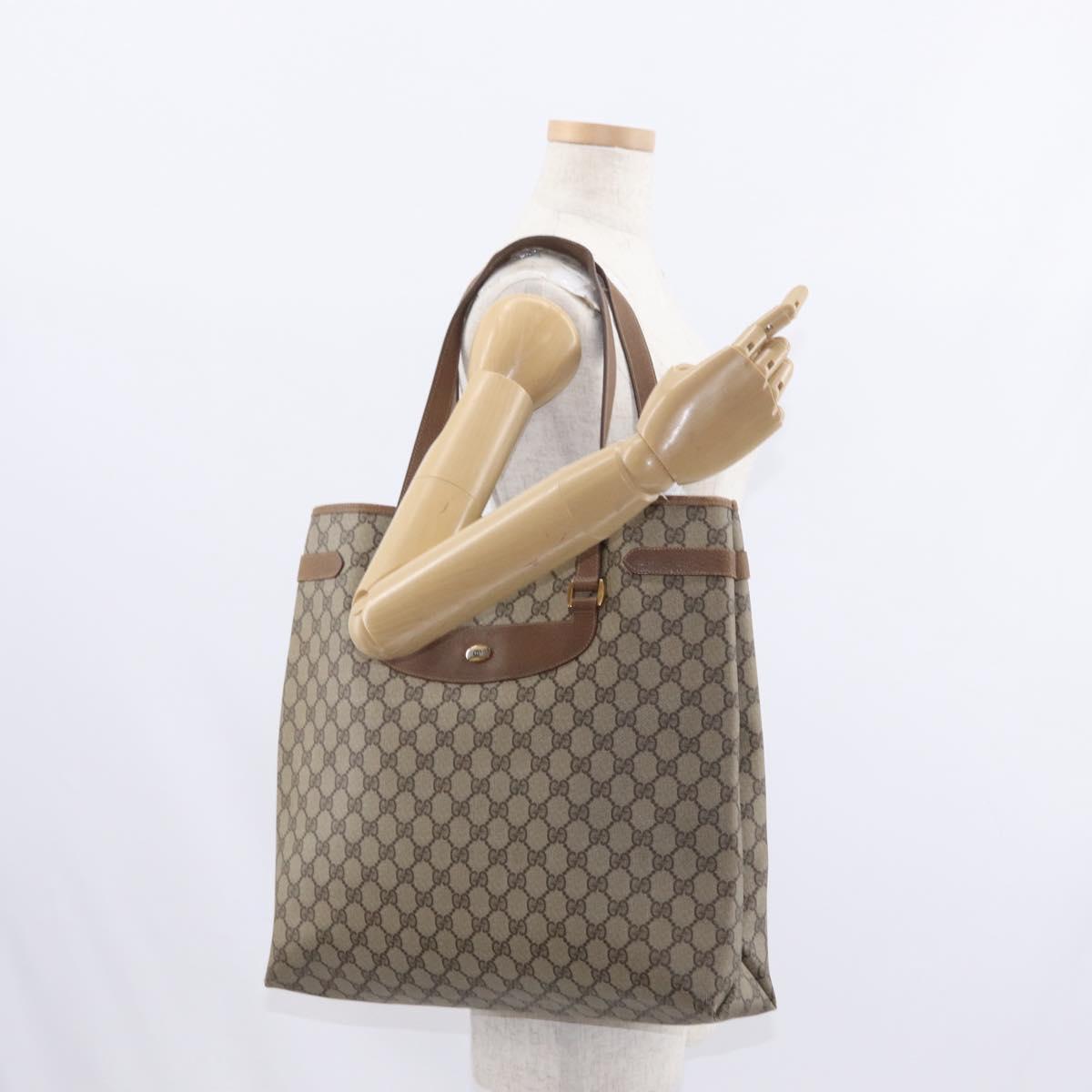 GUCCI GG Supreme Tote Bag PVC Beige Gold 39 02 061 Auth 151443