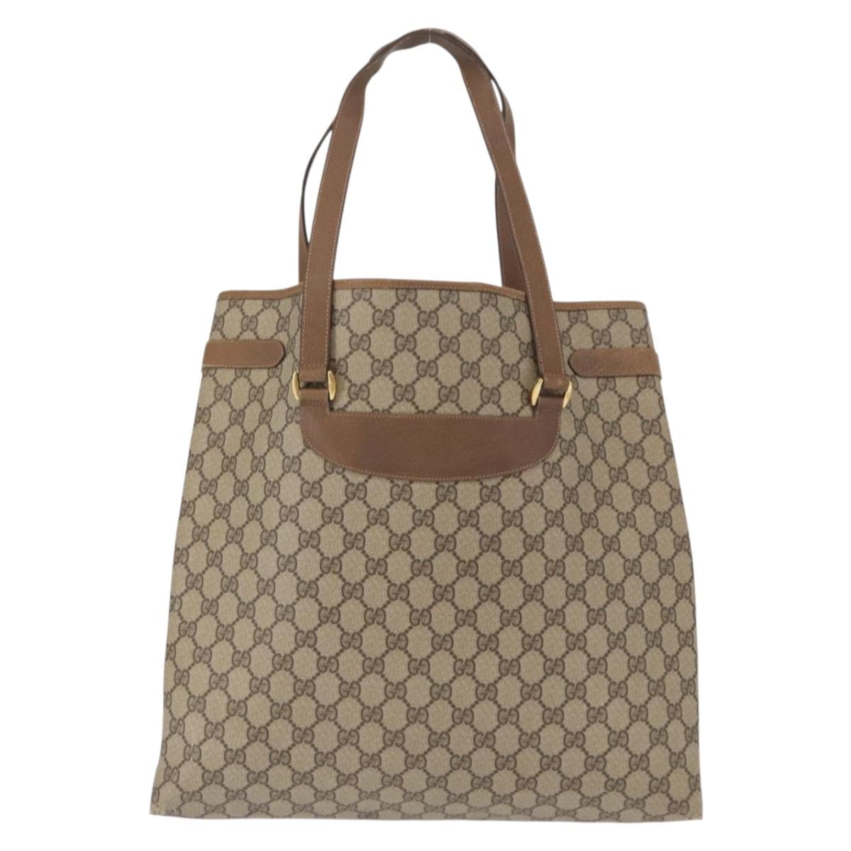GUCCI GG Supreme Tote Bag PVC Beige Gold 39 02 061 Auth 151443