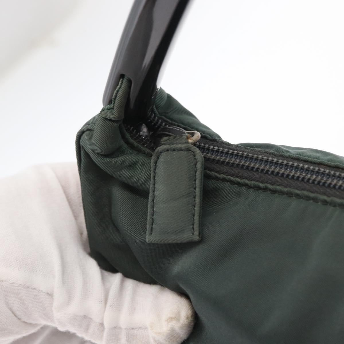 PRADA Shoulder Bag Nylon Green Silver Auth 151444
