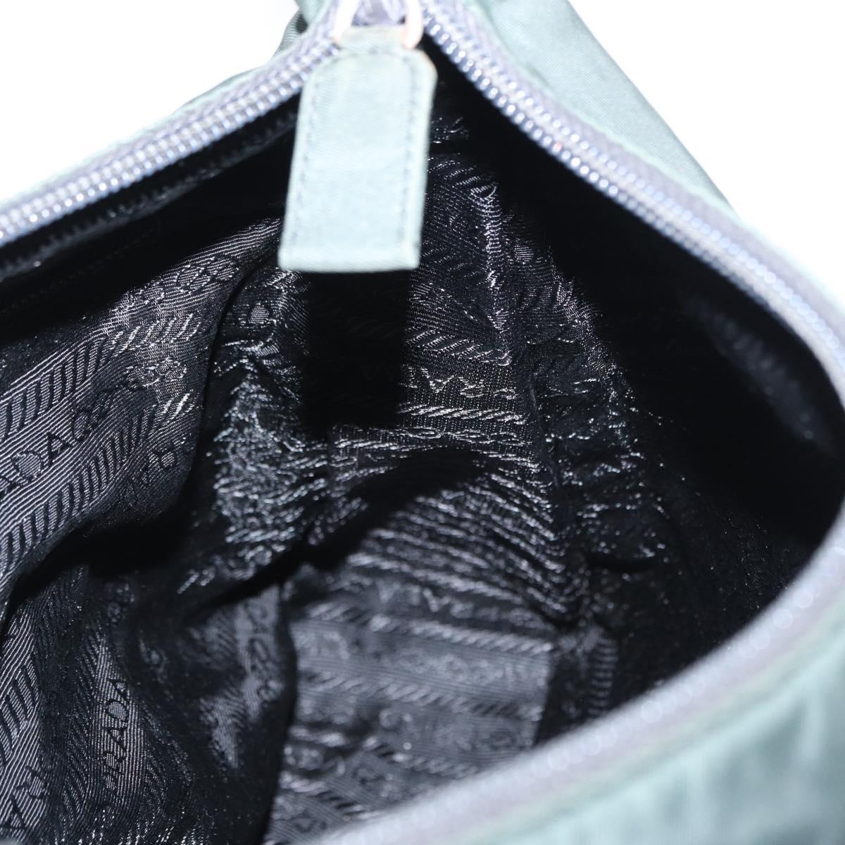 PRADA Shoulder Bag Nylon Green Silver Auth 151444