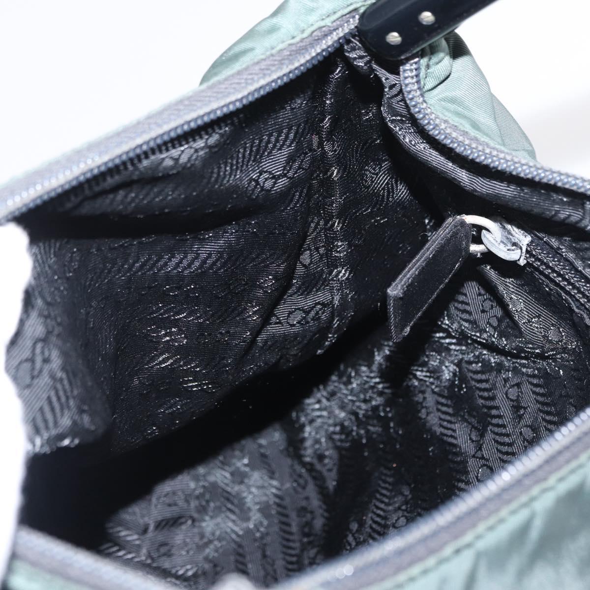 PRADA Shoulder Bag Nylon Green Silver Auth 151444
