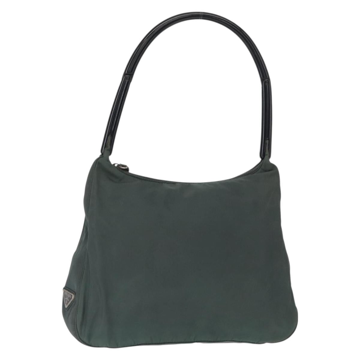 PRADA Shoulder Bag Nylon Green Silver Auth 151444