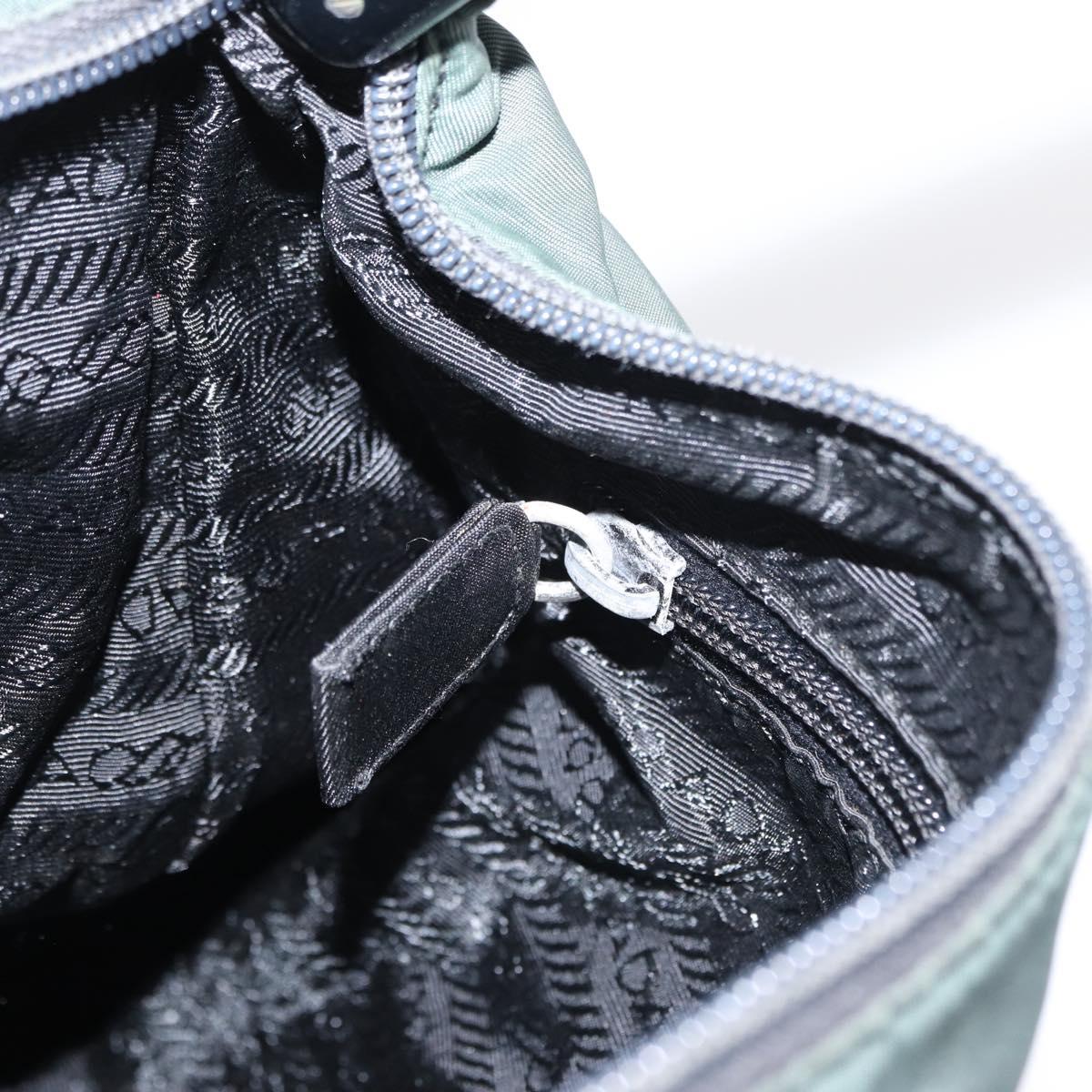 PRADA Shoulder Bag Nylon Green Silver Auth 151444