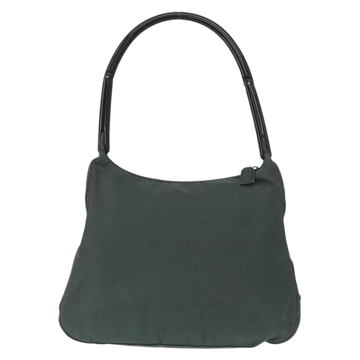 PRADA Shoulder Bag Nylon Green Silver Auth 151444
