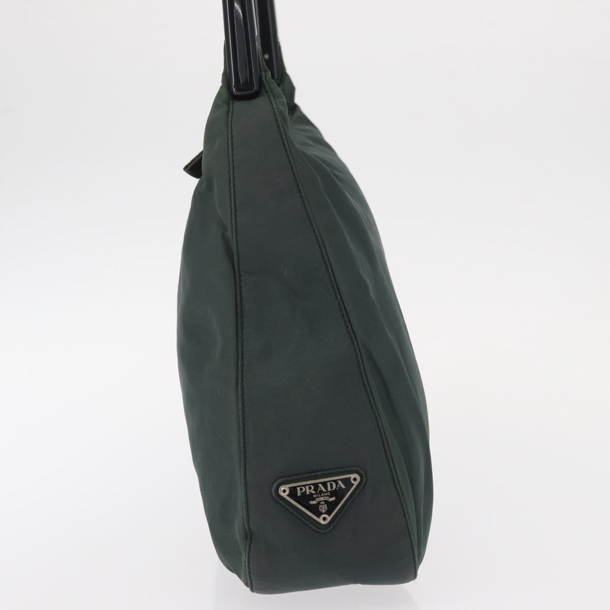 PRADA Shoulder Bag Nylon Green Silver Auth 151444