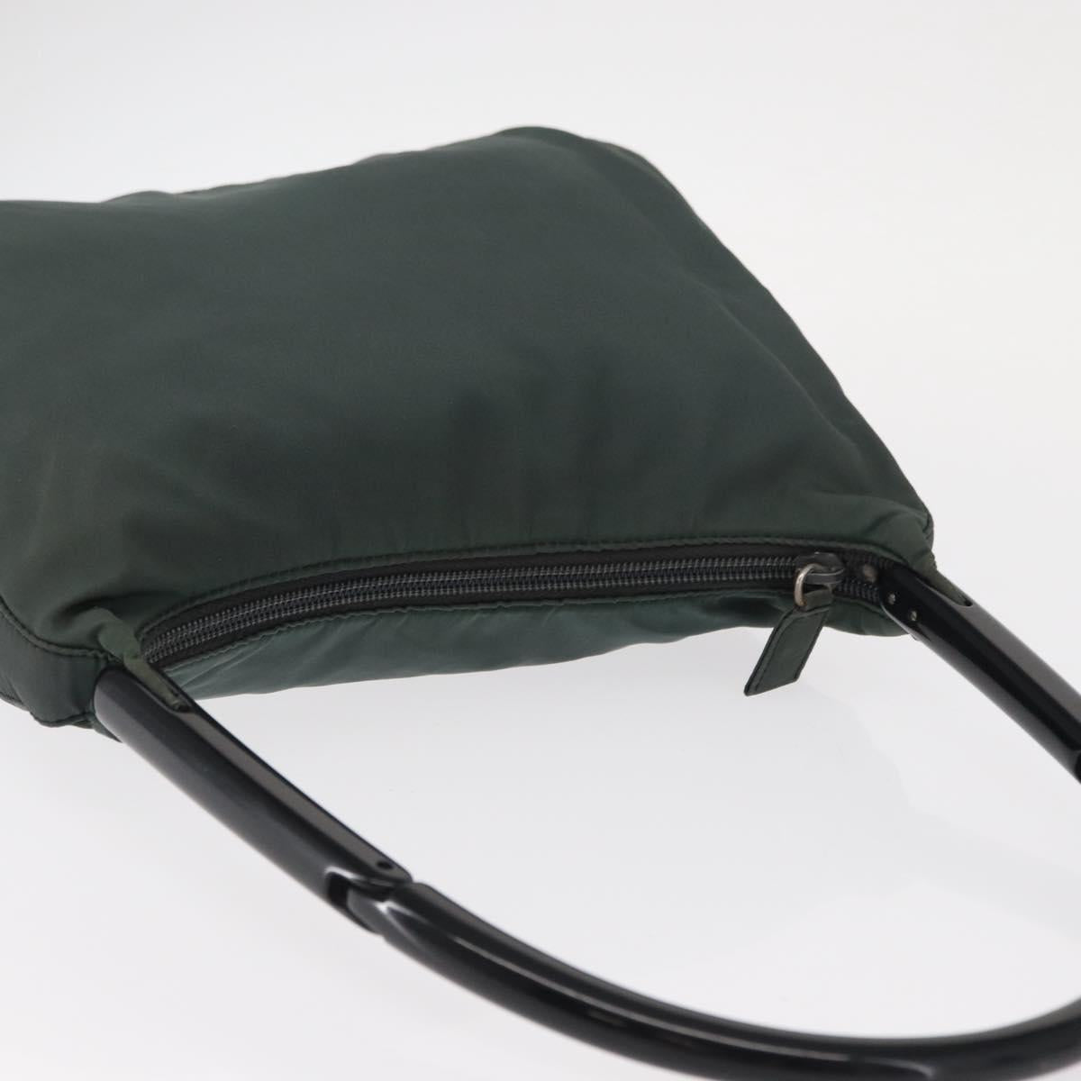 PRADA Shoulder Bag Nylon Green Silver Auth 151444