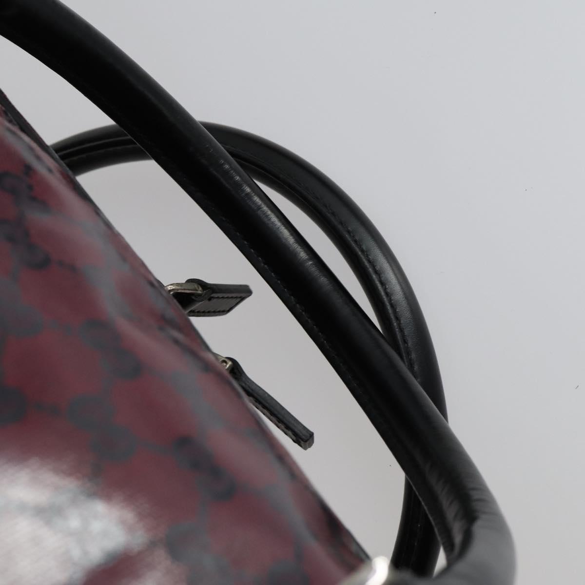 GUCCI GG Crystal Boston Bag Coated Canvas 2way Red Silver 203696 Auth 151447