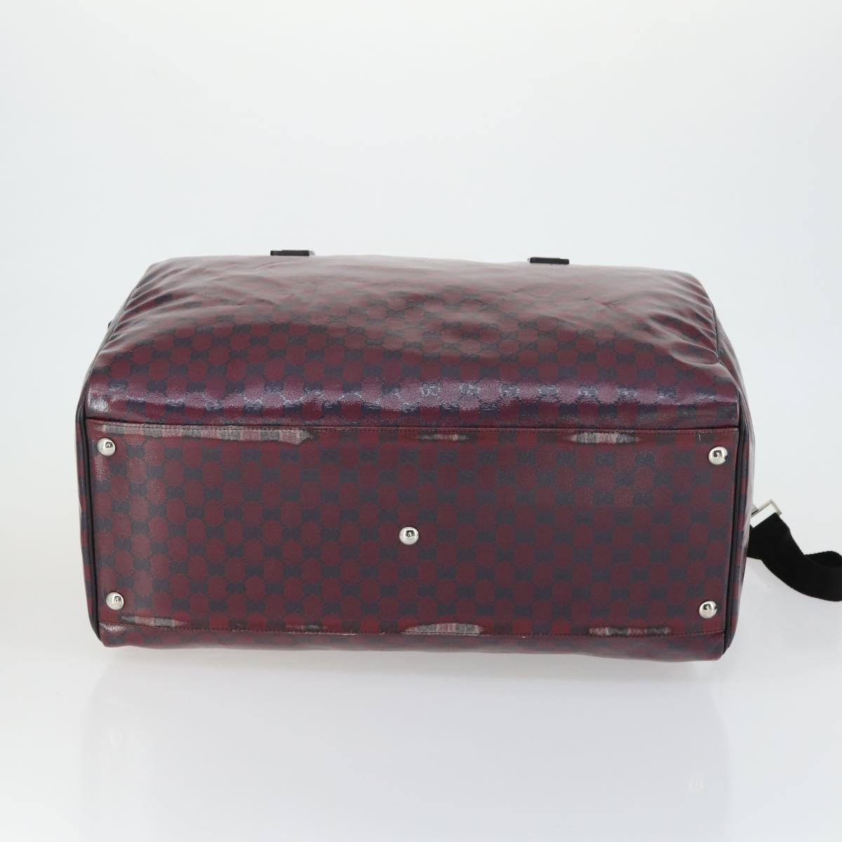 GUCCI GG Crystal Boston Bag Coated Canvas 2way Red Silver 203696 Auth 151447