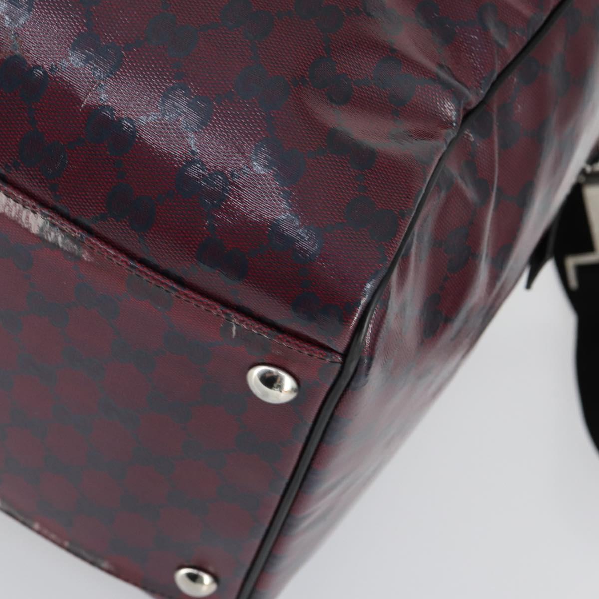 GUCCI GG Crystal Boston Bag Coated Canvas 2way Red Silver 203696 Auth 151447