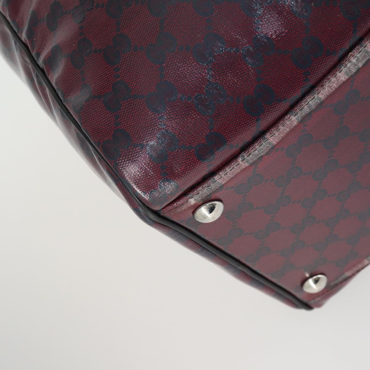 GUCCI GG Crystal Boston Bag Coated Canvas 2way Red Silver 203696 Auth 151447