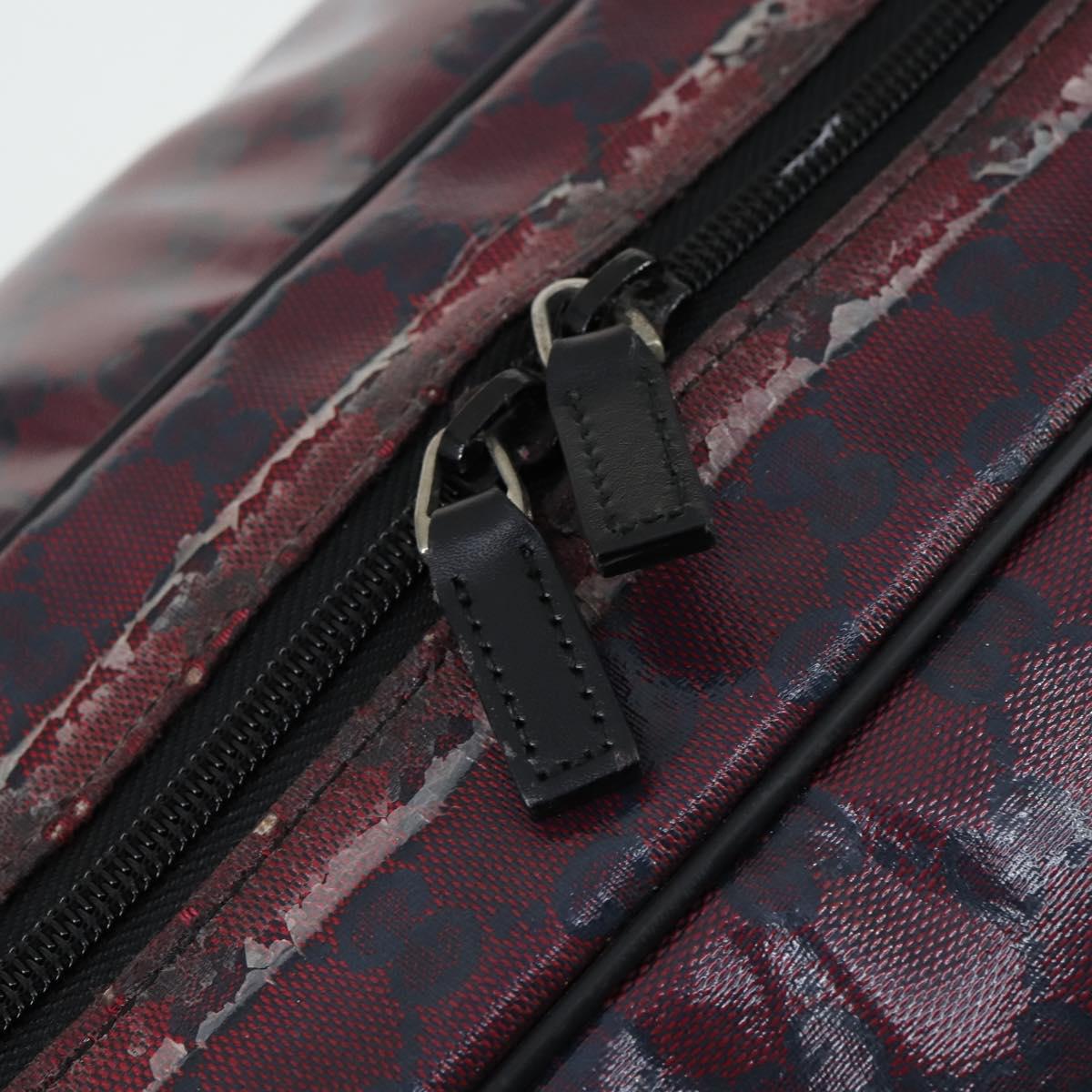 GUCCI GG Crystal Boston Bag Coated Canvas 2way Red Silver 203696 Auth 151447