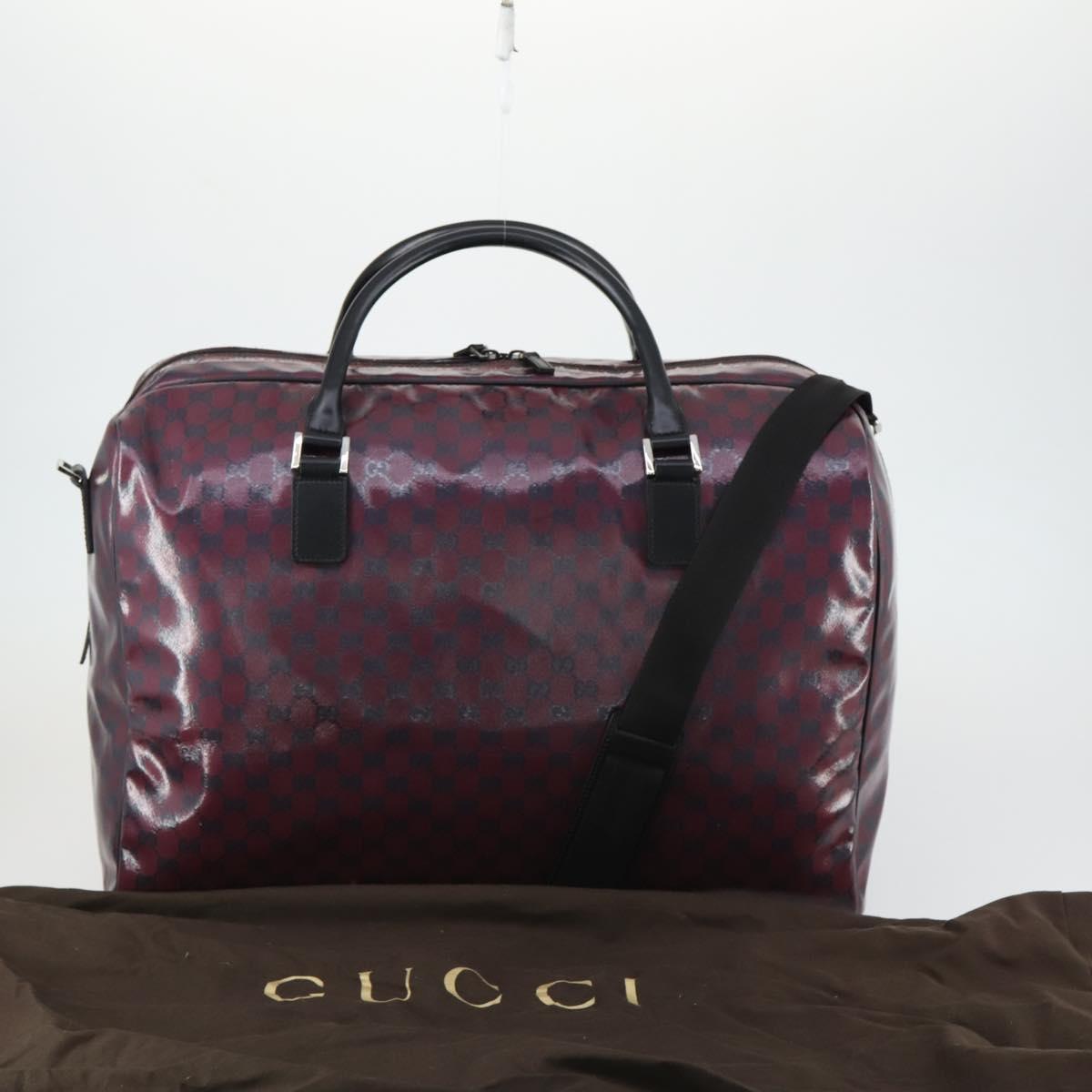 GUCCI GG Crystal Boston Bag Coated Canvas 2way Red Silver 203696 Auth 151447