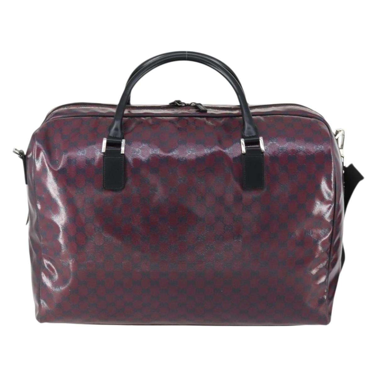GUCCI GG Crystal Boston Bag Coated Canvas 2way Red Silver 203696 Auth 151447