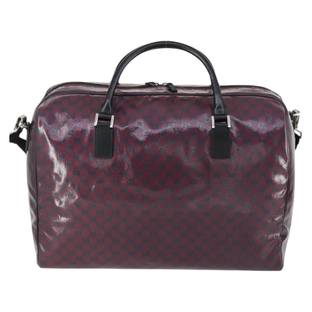 GUCCI GG Crystal Boston Bag Coated Canvas 2way Red Silver 203696 Auth 151447