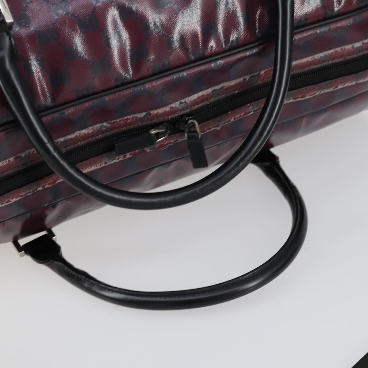 GUCCI GG Crystal Boston Bag Coated Canvas 2way Red Silver 203696 Auth 151447