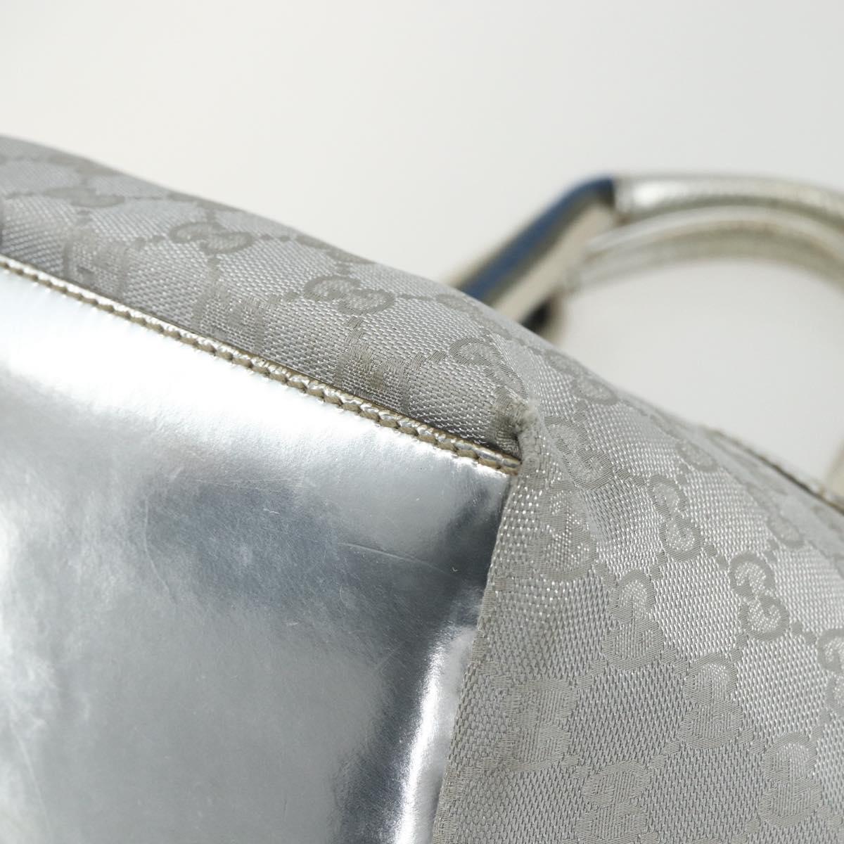 GUCCI GG Canvas Sherry Line Hand Bag Silver 131228 Auth 151449