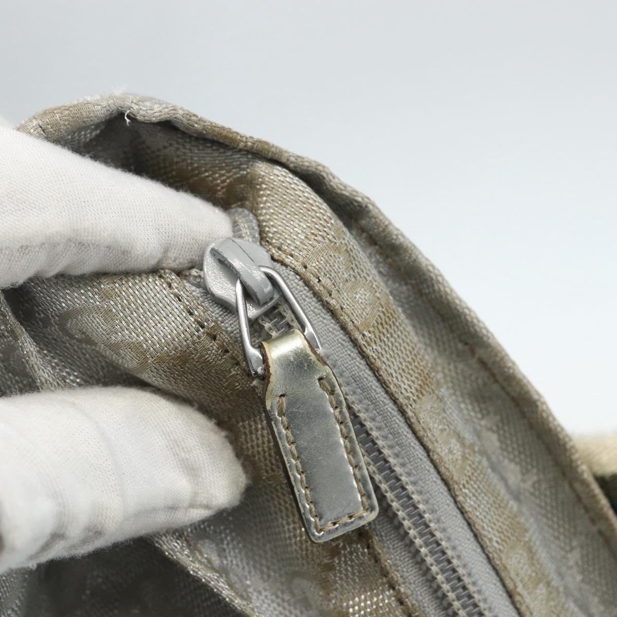 GUCCI GG Canvas Sherry Line Hand Bag Silver 131228 Auth 151449