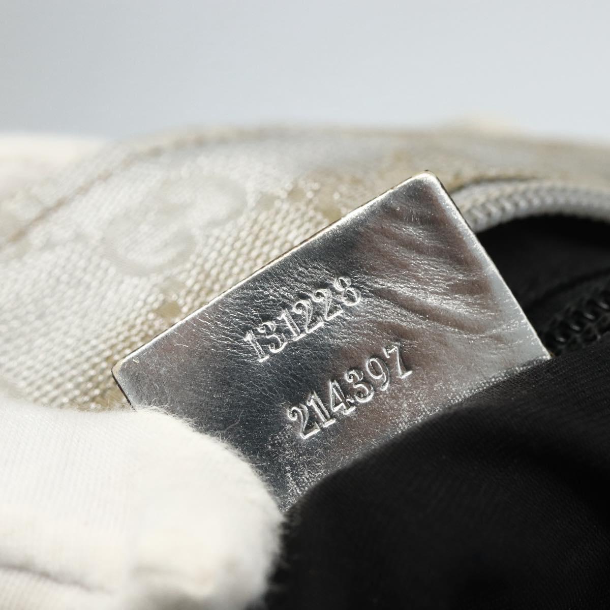 GUCCI GG Canvas Sherry Line Hand Bag Silver 131228 Auth 151449