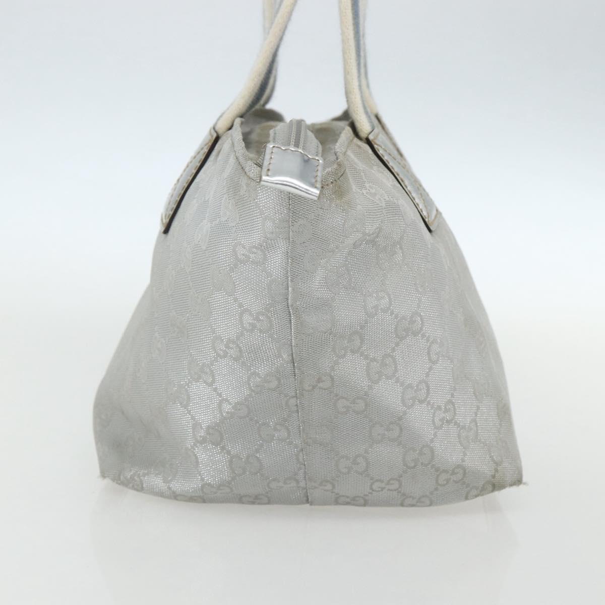 GUCCI GG Canvas Sherry Line Hand Bag Silver 131228 Auth 151449