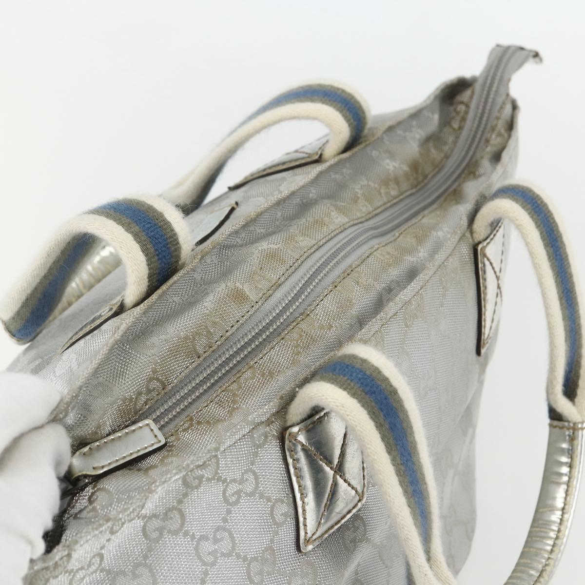 GUCCI GG Canvas Sherry Line Hand Bag Silver 131228 Auth 151449