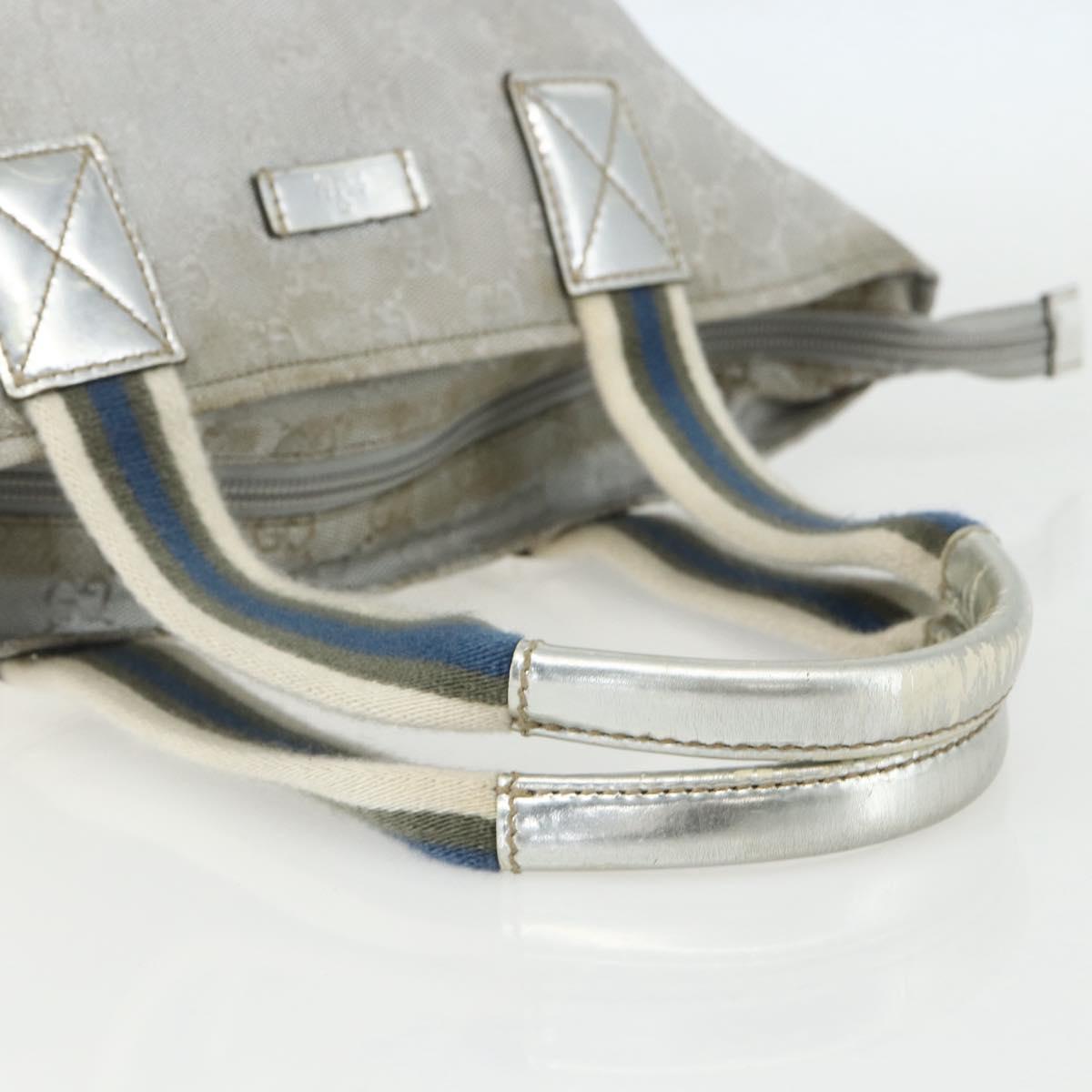 GUCCI GG Canvas Sherry Line Hand Bag Silver 131228 Auth 151449