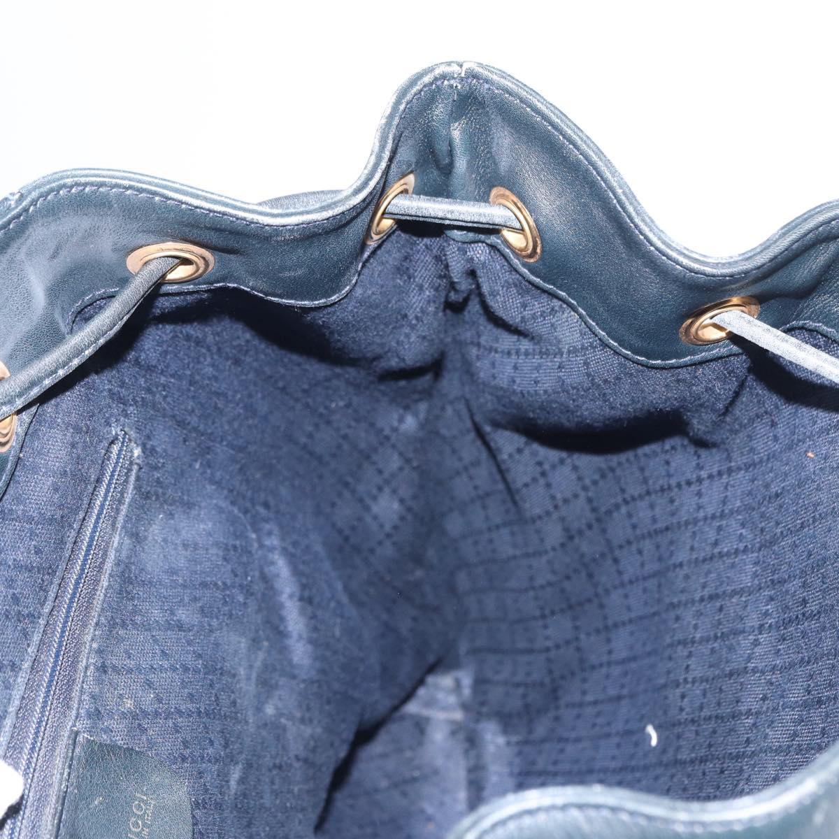 GUCCI Bamboo Backpack Leather Navy Gold 003 2058 0016 Auth 151451